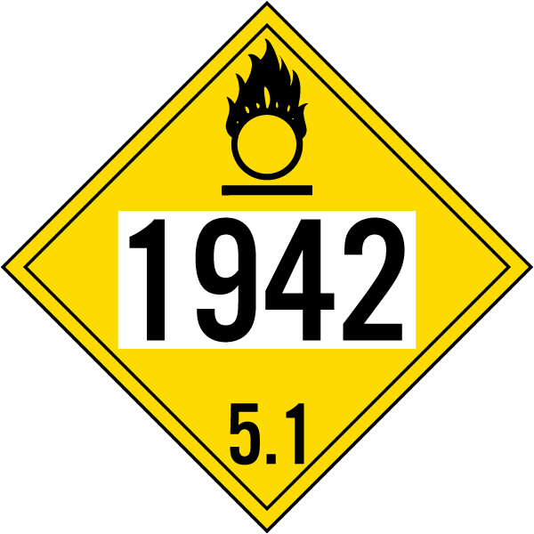 UN #1942 Hazard Class 5 Placard
