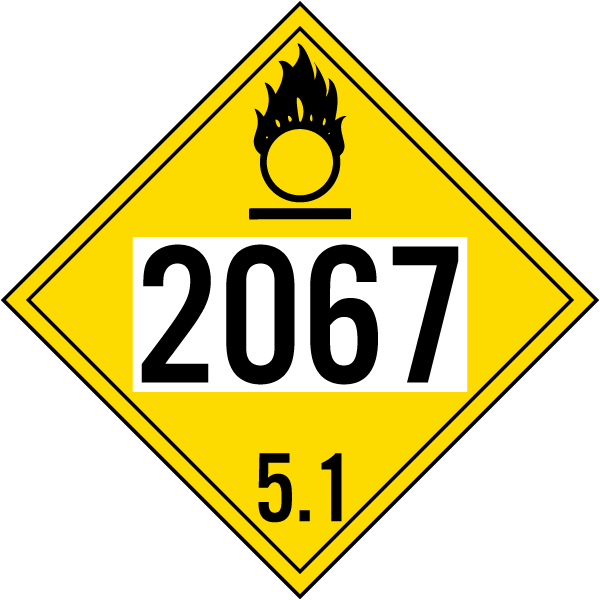UN #2067 Hazard Class 5 Placard
