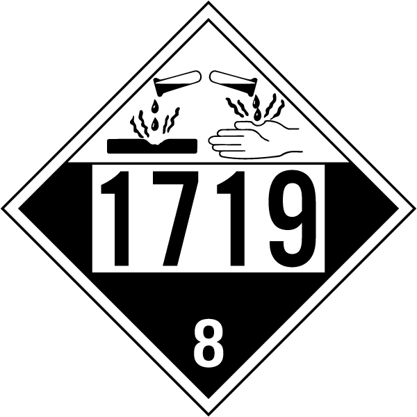 UN #1719 Hazard Class 8 Placard