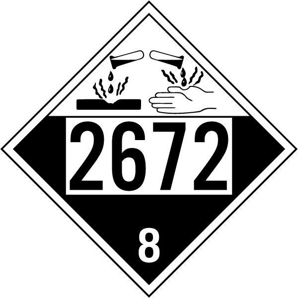UN #2672Hazard Class 8 Placard