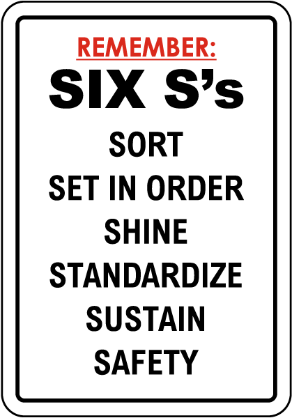 Remember Six S's Sign
