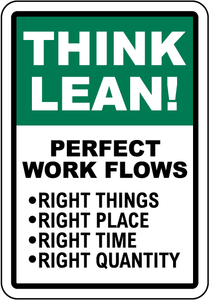 Think Lean Perfect Work Flows Sign