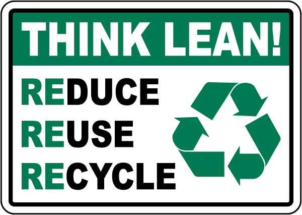 Think Lean Reduce Reuse Recycle Sign