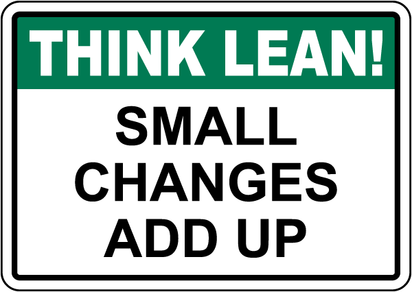 Think Lean Small Changes Add Up Sign