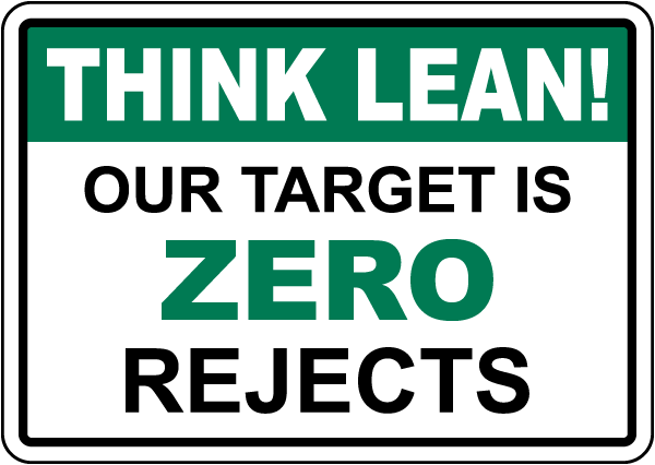 Think Quality Our Target Is Zero Rejects Sign