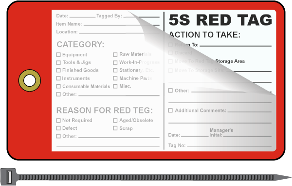 5s Laminated Red Tag