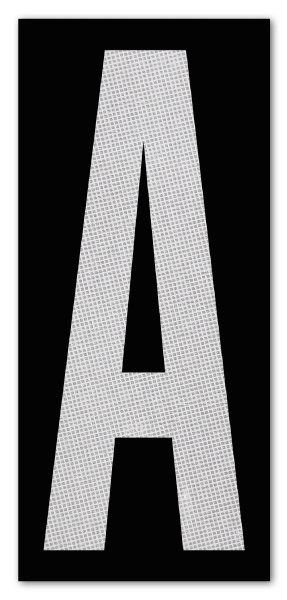 2.5" White Character on Black EG Reflective Vinyl Label