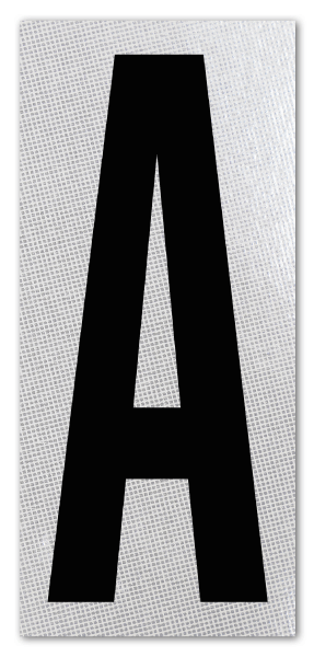 3.5" Black Character on White EG Reflective Vinyl Label