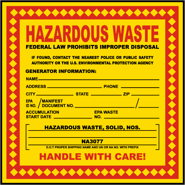 Hazardous Waste Label Save Instantly