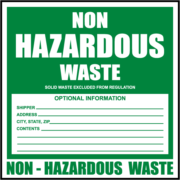 Non Hazardous Waste Label