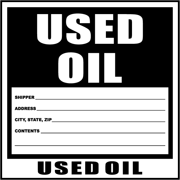 Used Oil Label