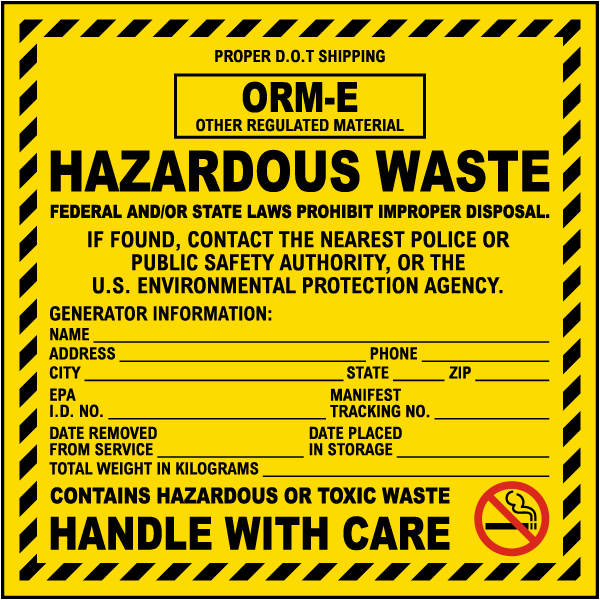 Hazardous Waste ORM-E Label