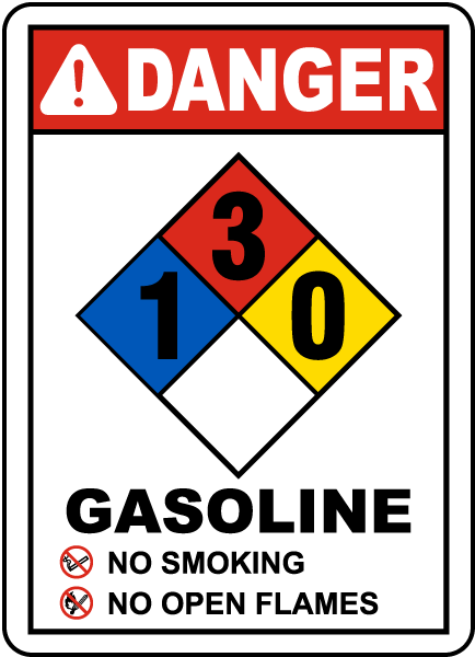 NFPA Gasoline 1-3-0 Sign