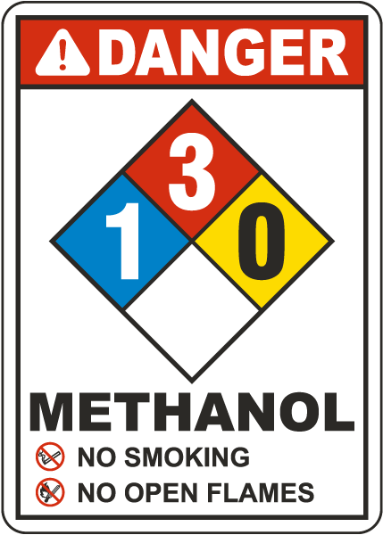 NFPA Methanol 1-3-0 White Sign
