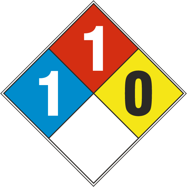 White NFPA Diamond 1-1-0