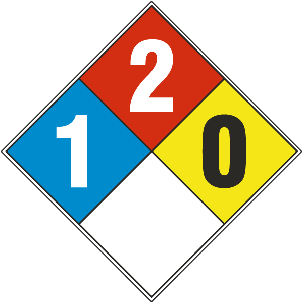 White NFPA Diamond 1-2-0