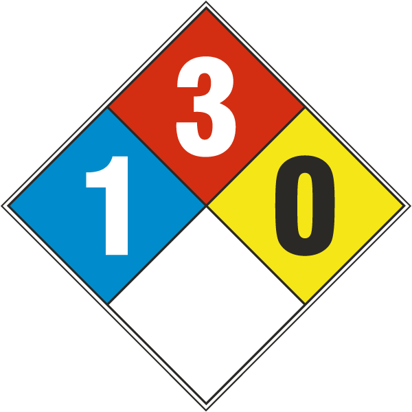 White NFPA Diamond 1-3-0