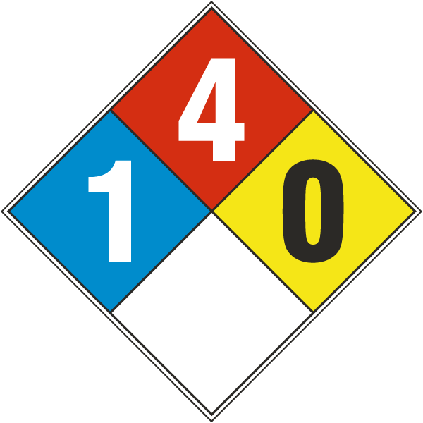 White NFPA Diamond 1-4-0