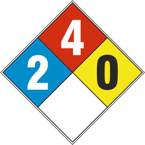 White NFPA Diamond 2-4-0