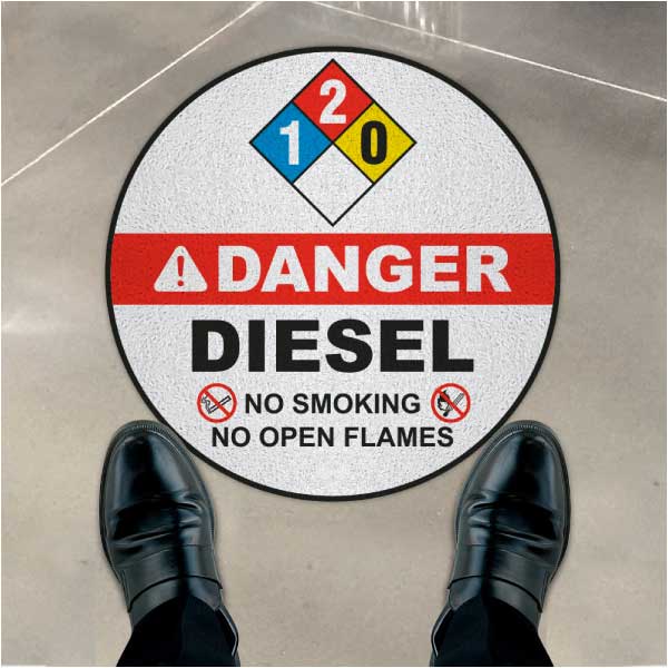 NFPA Diesel 1-2-0 White Floor Sign