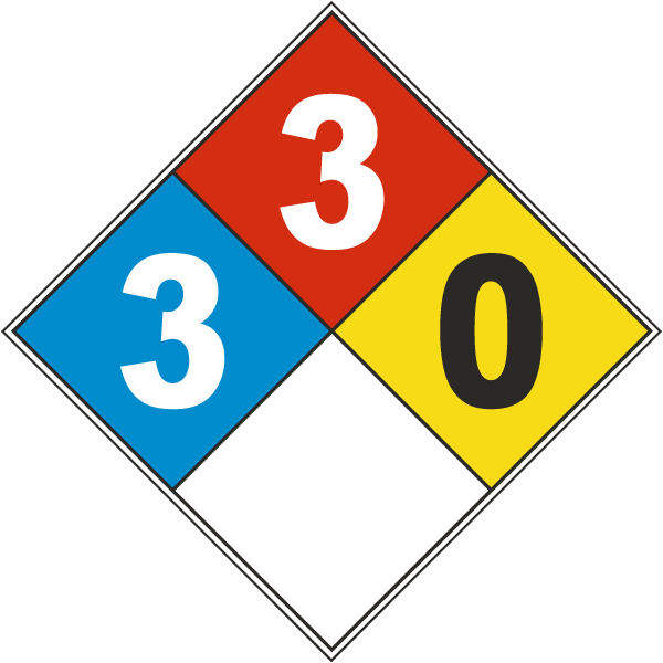 White NFPA Diamond 3-3-0