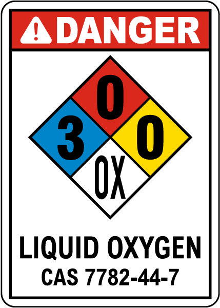 NFPA Danger Liquid Oxygen 3-0-0-OX Sign