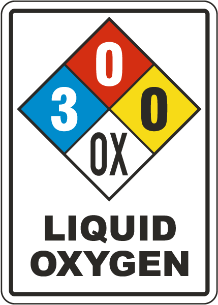 NFPA Liquid Oxygen 3-0-0-OX White Sign
