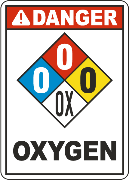 NFPA Danger Oxygen 0-0-0-OX White Sign