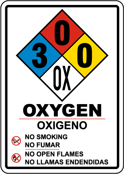 Bilingual NFPA Oxygen 3-0-0-OX Sign