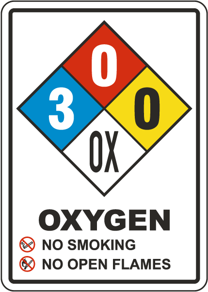 NFPA Oxygen 3-0-0-OX White Sign