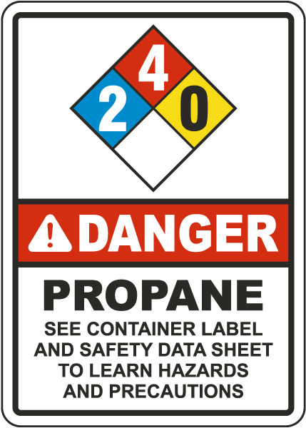NFPA Danger Propane 2-4-0 Instructions White Sign