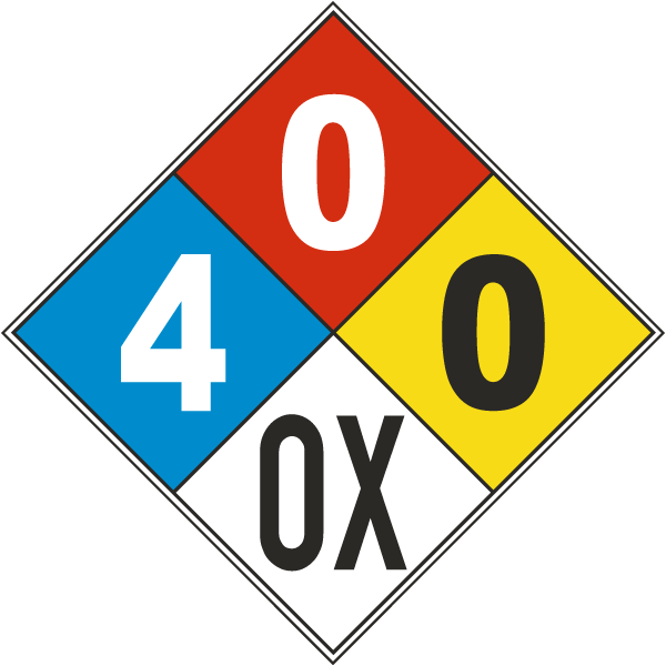 White NFPA Diamond 4-0-0-OX