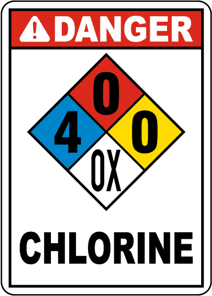 NFPA Danger Chlorine 4-0-0-OX Sign