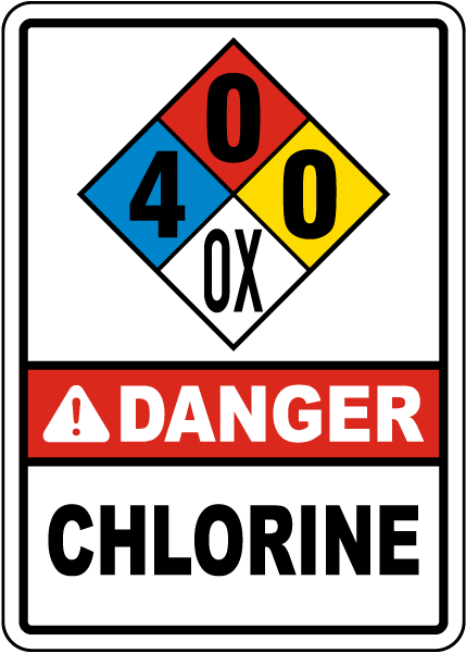 NFPA Danger Chlorine 4-0-0-OX Sign