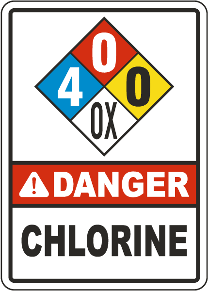 NFPA Danger Chlorine 4-0-0-OX White Sign