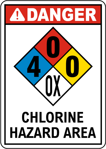 NFPA Danger Chlorine Hazard Area 4-0-0-OX Sign