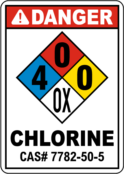 NFPA Danger Chlorine 4-0-0-OX Sign