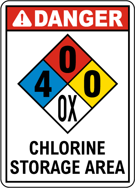 NFPA Danger Chlorine Storage Area 4-0-0-OX Sign