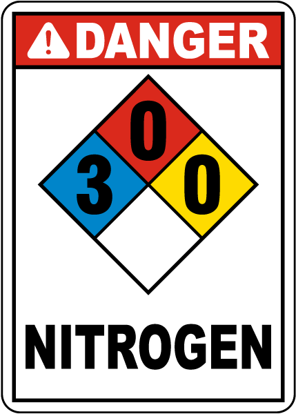 NFPA Danger Nitrogen 3-0-0 Sign