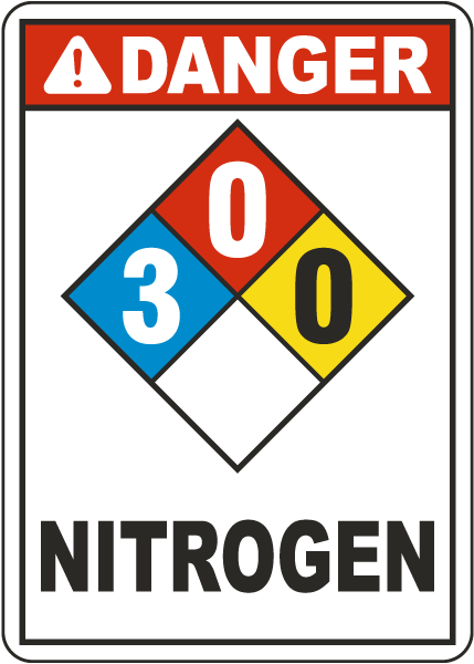 NFPA Danger Nitrogen 3-0-0 White Sign