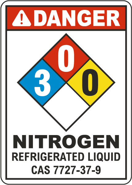 NFPA Danger Nitrogen Refrigerated Liquid 3-0-0 White Sign