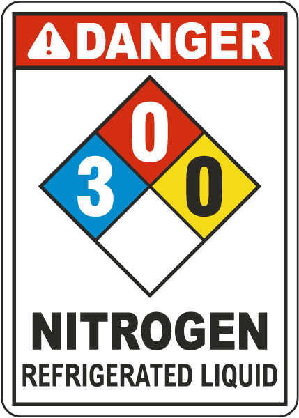 NFPA Danger Nitrogen Refrigerated Liquid 3-0-0 White Sign