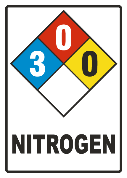NFPA Nitrogen 3-0-0 White Sign