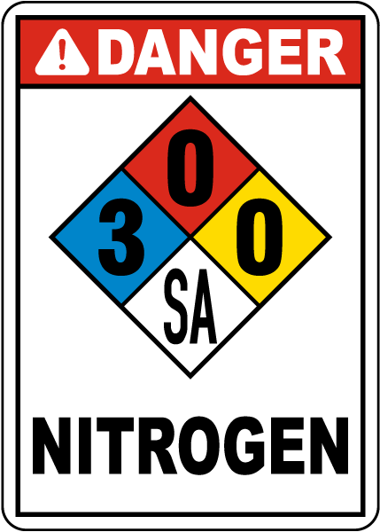 NFPA Danger Nitrogen 3-0-0-SA Sign