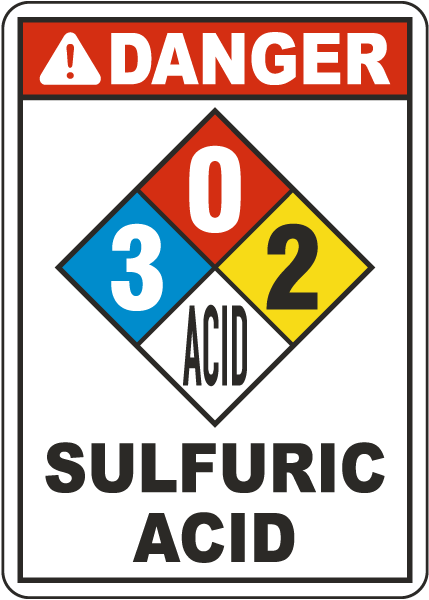 NFPA Danger Sulfuric Acid 3-0-2-ACID White Sign