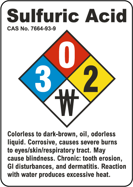 Sulfuric Acid Chemical White Sign
