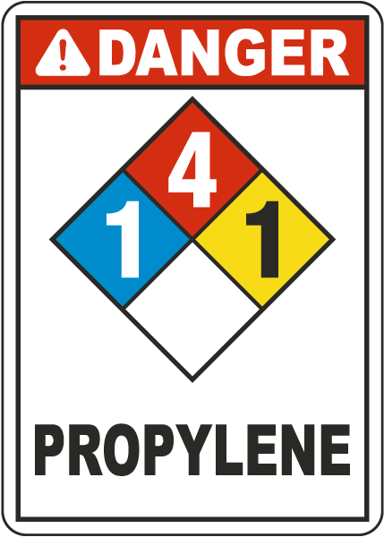 NFPA Danger Propylene 1-4-1 White Sign
