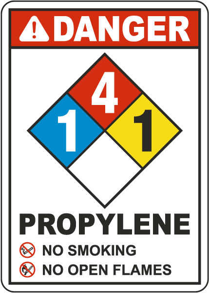 NFPA Danger Propylene 1-4-1 White Sign