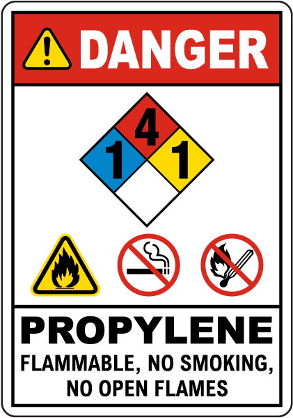 NFPA Danger Propylene 1-4-1 Flammable Sign