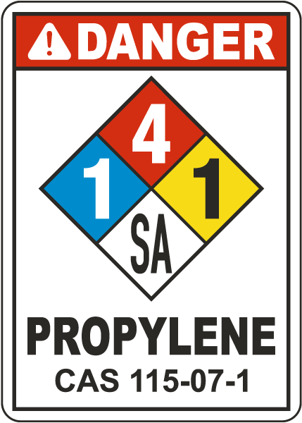 NFPA Danger Propylene 1-4-1-SA White Sign